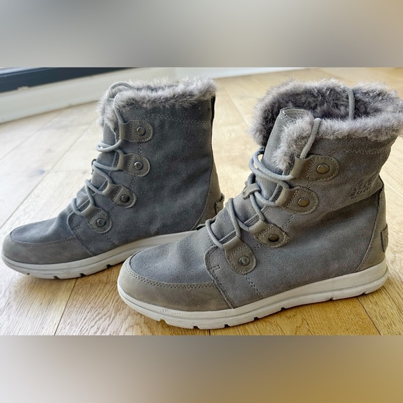 Sorel Waterproof Suede Boots – Women’s 11 Gray Faux Fur Lined - Picture 3 of 10